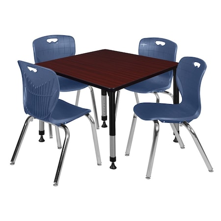 Regency Tables > Height Adjustable > Square Table & Chair Sets, 30 W, 30 L, 23-37 H, Mahogany TB4242MHAPBK40NV